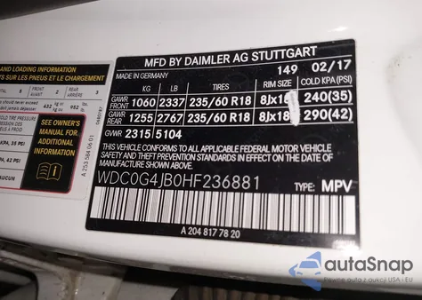 2017 Mercedes-Benz Glc 300 from USA, damaged, VIN WDC0G4JB0HF236881